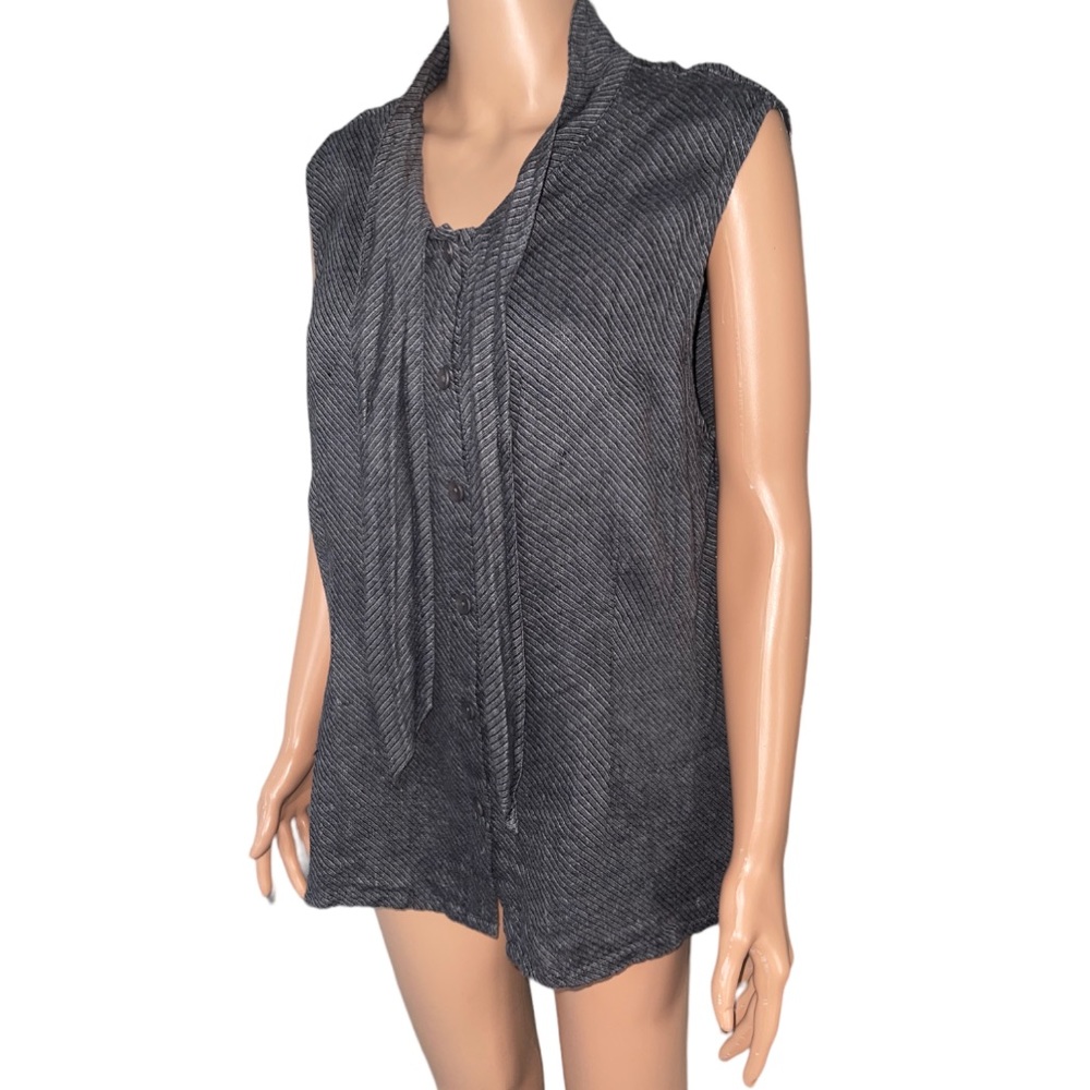 Flax Tie Front Linen Sleeveless Top